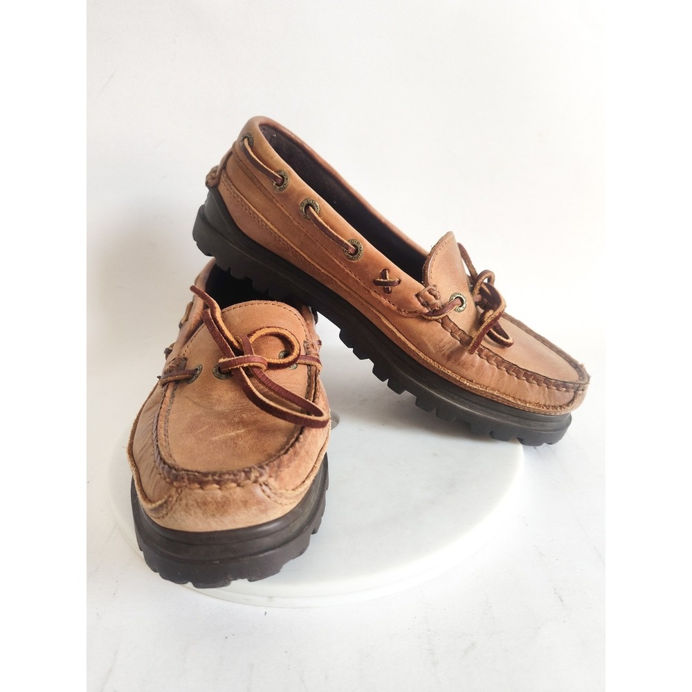 Vintage Polo Ralph Lauren Boat Shoes Loafers 6 Leather Lug Sole Moccasin Preppy